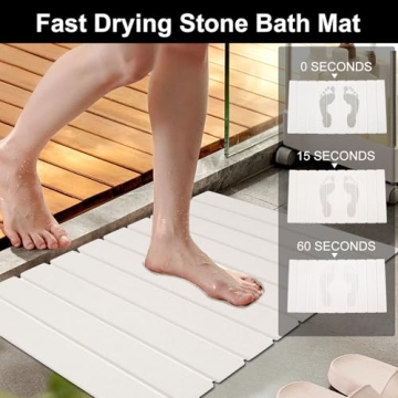 Shonmogar Quick Dry Non-Slip Stone Bath Mat for Bathroom