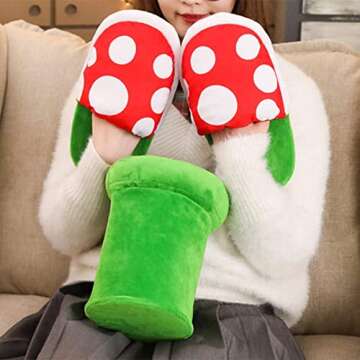 vezobe Plush Piranha Plant Slippers for Gamers