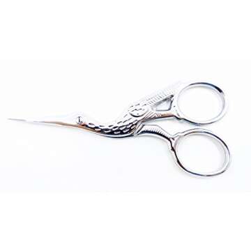 Gingher G-CST 3-1/2 inch Stork Embroidery Scissors (Chrome Handle)