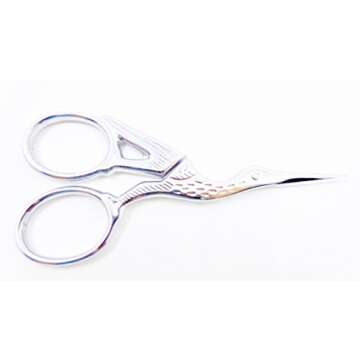 Gingher G-CST 3-1/2 inch Stork Embroidery Scissors (Chrome Handle)