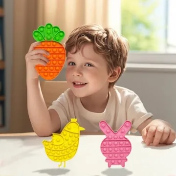 JoFAN Easter Fidget Sensory Pop Toys for Kids 4 Pack