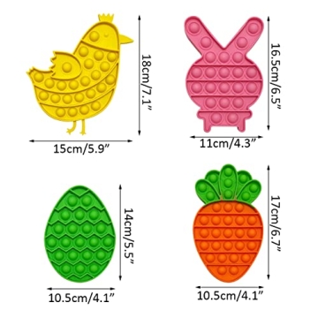 JoFAN Easter Fidget Sensory Pop Toys for Kids 4 Pack