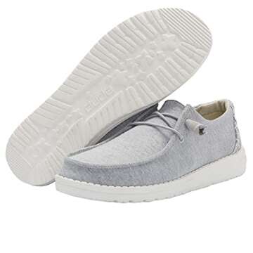 Hey Dude Women's Wendy Stretch Fleece Glacier Gray Size 6 | Women’s Shoes | Women’s Lace Up Loafers | Comfortable & Light-Weight