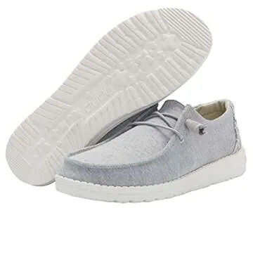 Hey Dude Women's Wendy Stretch Fleece Glacier Gray Size 6 | Women’s Shoes | Women’s Lace Up Loafers | Comfortable & Light-Weight