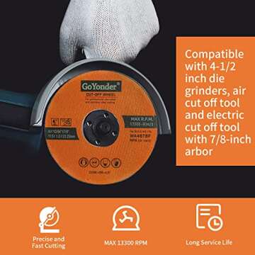 GoYonder 50 Pack 4.5" Cutting Wheel for Metal,Stainless and Steel 4-1/2" x 0.045 x 7/8-Inch Ultra Thin Cut-Off Wheel for Angle Grinders