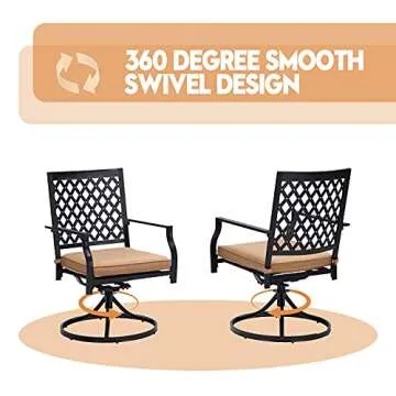 VICLLAX Patio Furniture Set, 7 Piece Patio Dining Set for 6 Person - 6 Outdoor Swivel Dining Chairs with Cushion, 1 Rectangle Dining Table with Umbrella Hole