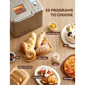 Neretva Bread Maker, [20-IN-1 & Dual Heater & 2LB]Smallest Size Bread Machine Nonstick Ceramic Pan Bread Maker Machines All Metal for Gluten Free/Dough Maker/French/Dried Meat Floss/Jam/Yogurt(Silver)