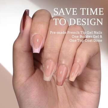 BTArtboxnails XCOATTIPS Press on Nails - French Tip Press on Nails, Short Coffin Nails Tips False Na...