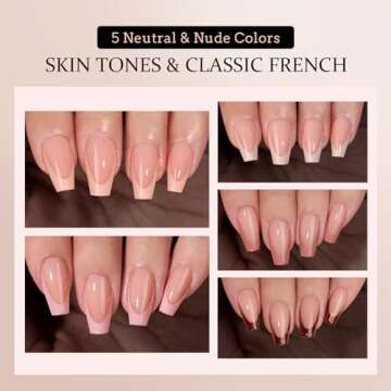 BTArtboxnails XCOATTIPS Press on Nails - French Tip Press on Nails, Short Coffin Nails Tips False Nails, Skin Tones Soft Gel Nails, Soak Off Acrylic Fake Nails Art Valentines Day Gift