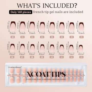 BTArtboxnails XCOATTIPS Press on Nails - French Tip Press on Nails, Short Coffin Nails Tips False Nails, Skin Tones Soft Gel Nails, Soak Off Acrylic Fake Nails Art Valentines Day Gift