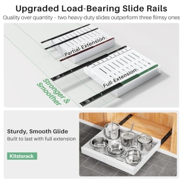 Expandable Pull-Out Cabinet Organizer with Adhesive Nano Film - For Kitchen, Pantry, Bathroom Storage