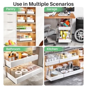Expandable Pull-Out Cabinet Organizer with Adhesive Nano Film - For Kitchen, Pantry, Bathroom Storage