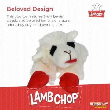 Multipet Lamb Chop Dog Plush Toy - Squeaky Dog Toy for All Dogs - Extra Soft Plush Dog Toy - Stuffed Animal Dog Toy for Cuddling & Playing - Cute Pet Toy (6", Cream)