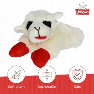 Multipet Lamb Chop Dog Plush Toy - Squeaky Dog Toy for All Dogs - Extra Soft Plush Dog Toy - Stuffed Animal Dog Toy for Cuddling & Playing - Cute Pet Toy (6", Cream)