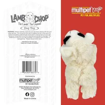 Multipet Lamb Chop Dog Plush Toy - Squeaky Dog Toy for All Dogs - Extra Soft Plush Dog Toy - Stuffed Animal Dog Toy for Cuddling & Playing - Cute Pet Toy (6", Cream)