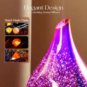 Porseme Essential Oil Diffuser 3D Firework Glass Aromatherapy Ultrasonic Humidifier Rose Gold, Auto Shut-Off, Timer Setting, BPA Free, Aroma Decoration for Home, Office, Gym, Spa, Premium Gift 150ml