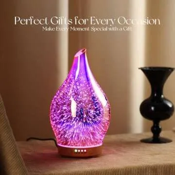 Porseme Essential Oil Diffuser 3D Firework Glass Aromatherapy Ultrasonic Humidifier Rose Gold, Auto Shut-Off, Timer Setting, BPA Free, Aroma Decoration for Home, Office, Gym, Spa, Premium Gift 150ml