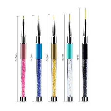 5 Pcs Nail Dotting Painting Drawing Pen,UV Gel Painting Nail Art Design Brush Pen Set,Metal Diamond Acrylic Rhinestone Handle,Nail Art Liner Brushes
