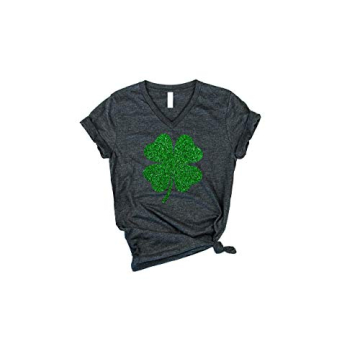 Glitter Clover Women's St Patrick's Day Tee - Shamrock Shirt for Celebrations
