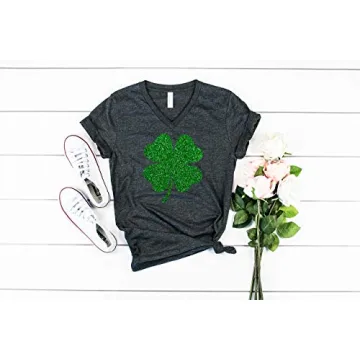 Glitter Clover St. Patrick's Day T-Shirt for Women