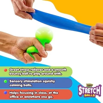 YoYa Toys 3-Pack Pull Stretch Squeeze Stress Balls for Anxiety Relief