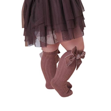 Baby Girls Knee High Socks with Velour Bows 4-Pack