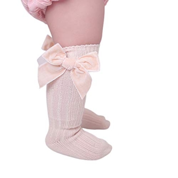 Baby Girls Knee High Socks with Velour Bows 4-Pack
