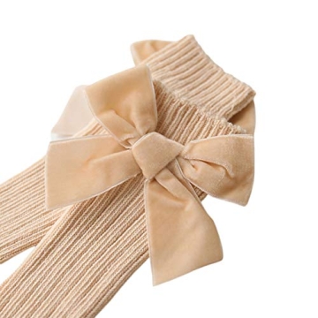 Baby Girls Knee High Socks with Velour Bows 4-Pack