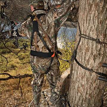 Muddy Hunting Tree Stand Safety Systems Lightweight Padded Nylon Quick-Release Safeguard Harness, Large
