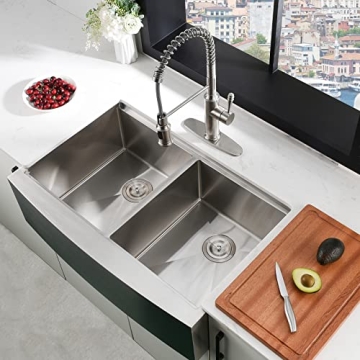 HACHENL 30×22 Double Bowl Stainless Steel Farmhouse Sink