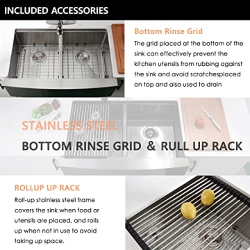 HACHENL 30×22 Double Bowl Stainless Steel Farmhouse Sink