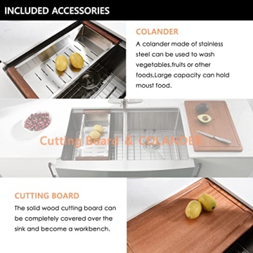 HACHENL 30×22 Double Bowl Stainless Steel Farmhouse Sink