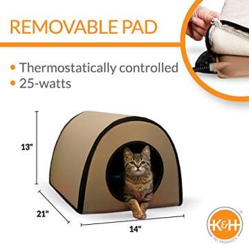 K&H Pet Products Thermo Mod Kitty Shelter Heated Outdoor Cat House for Outside Pets in Winter, Insul...