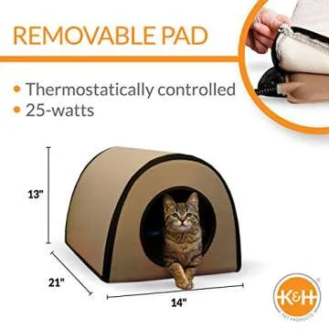 K&H Pet Products Thermo Mod Kitty Shelter Heated Outdoor Cat House for Outside Pets in Winter, Insul...