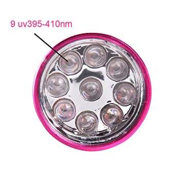 Lasamot Mini Flash Light for LED Gel Curing Lamp Light Handheld Nail Dryer Nail Flashlight 9 LEDs 395nm UV Flashlights Detector for Facial Mask (Blue)