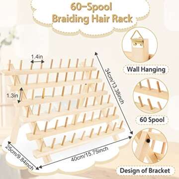 19 Pieces Braiding Stand with Hair Parting Rings, Sectioning Clips, Combs, and Magnetic Pin Wristban...