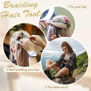 19 Pieces Braiding Stand with Hair Parting Rings, Sectioning Clips, Combs, and Magnetic Pin Wristband for Stylists (Wood)