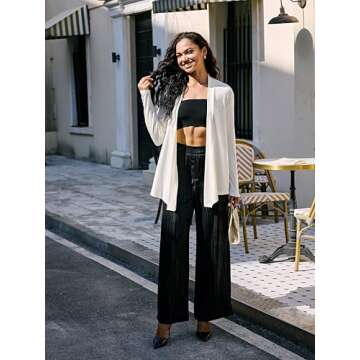 Sucegi Satin Wide Leg Pants for Women, Casual Palazzo Pants for Women, High Waisted Adjustable Loose Trousers