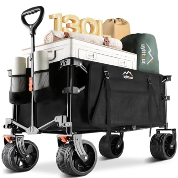 Uyittour Collapsible Folding Wagon Cart Heavy Duty Foldable, Beach Wagon with Big Wheels for Sand, U...