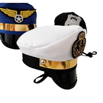 PET SHOW Small Medium Dogs Captain Hat Party Costume Grooming Accessory Photo Props for Pets Puppy Doggies Kitten Pack of 1 (White)