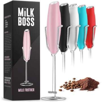 Milk Boss Powerful Milk Frother - Handheld Foam Maker for Home Baristas