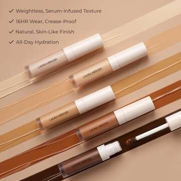 Laura Mercier Real Flawless Weightless Perfecting Serum Concealer, Long-Lasting, Waterproof, & Crease-Proof Wear, Buildable Coverage, Oil-Free, 4C1 - Medium to medium deep with very cool undertones