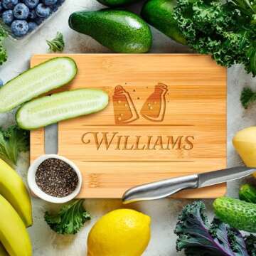 Personalized Cutting Board, Custom Engraved Bamboo Wood Cutting Boards, Customized Name Kitchen Charcuterie Board, Christmas, Housewarming Gift, Multiple Sizes, Engraved in USA by My Sign Center