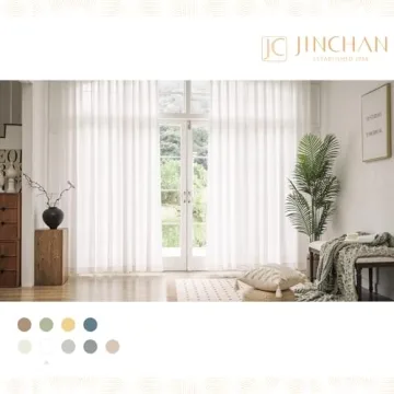 Jinchan Linen Blend White Curtains for Modern Living Spaces