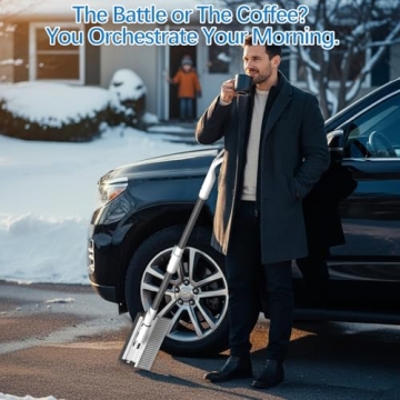 47.3" Extendable Ice Scraper for Car Windshield and Snow Brush for Car, Heavy Duty 2-in-1 Snow Scrap...