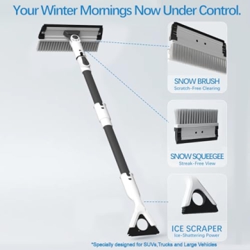 47.3" Extendable Ice Scraper and Snow Brush for All Vehicles
