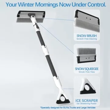 47.3" Extendable Ice Scraper and Snow Brush for All Vehicles