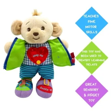 Genius Baby Toys Learn to Dress Doll for Fine Motor Skills - Sensory Buckle Toy - 11" Tall - Learn Fine Motor Skills - Perfect Size for Small Hands - Great for ASD or Fidget Toy