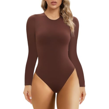 SHAPERX Women's Soft Crew Neck Bodysuit for All Occasions