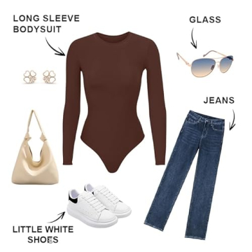 SHAPERX Women's Soft Crew Neck Bodysuit for All Occasions